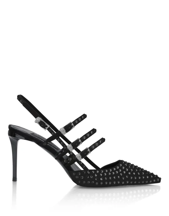 Suede Slingbacks Skull Belts 9