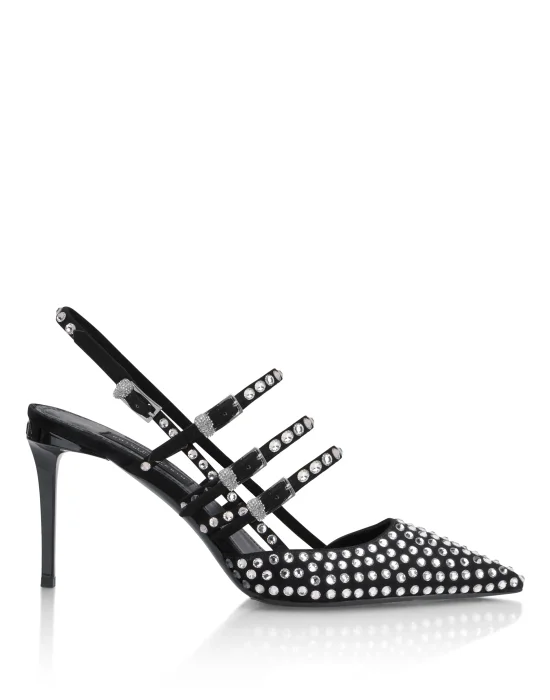 Suede Slingbacks Skull Belts 9