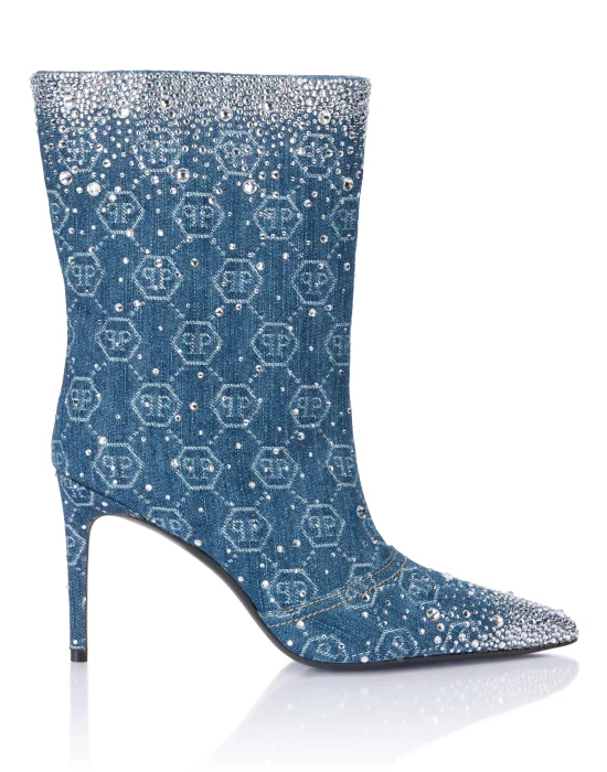 Denim Low Boots Monogram Strass 9